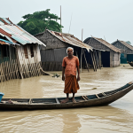 **A poignant photograph capturing the displacement of a Bangladeshi fishing community due to rising sea levels. Show the emotional toll of losing their ancestral homes and livelihoods.**